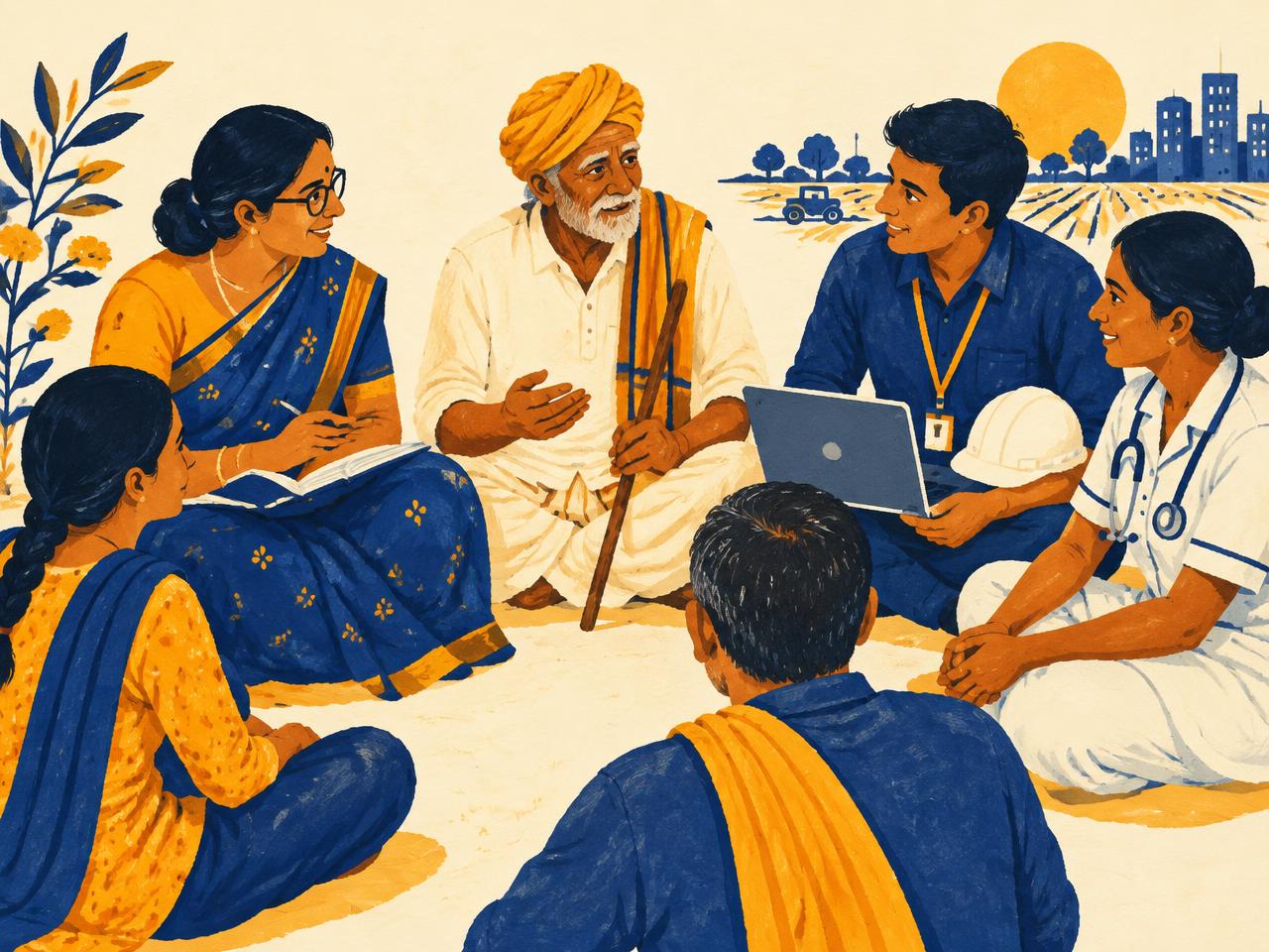 Community members sitting together in a circle